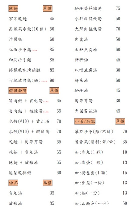 實譽麵食3菜單圖片